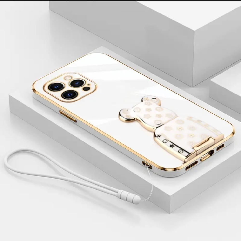 iPhone 14 Pro White Bear Self stand phone case